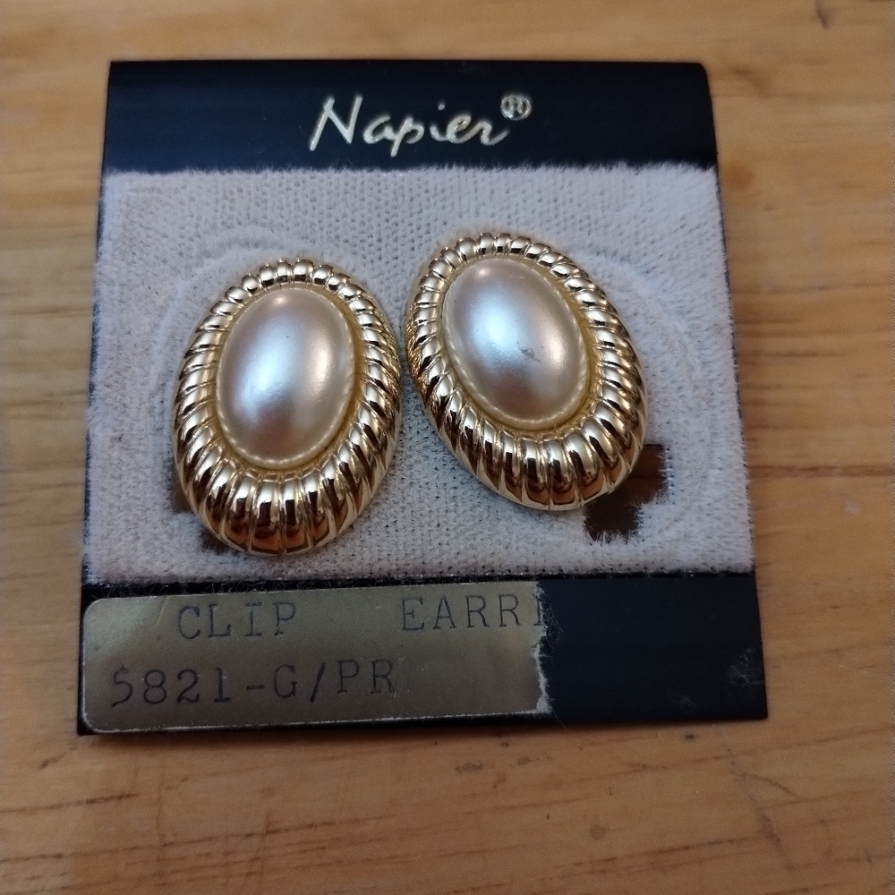 Napier new clip on women's faux pearl earrings
